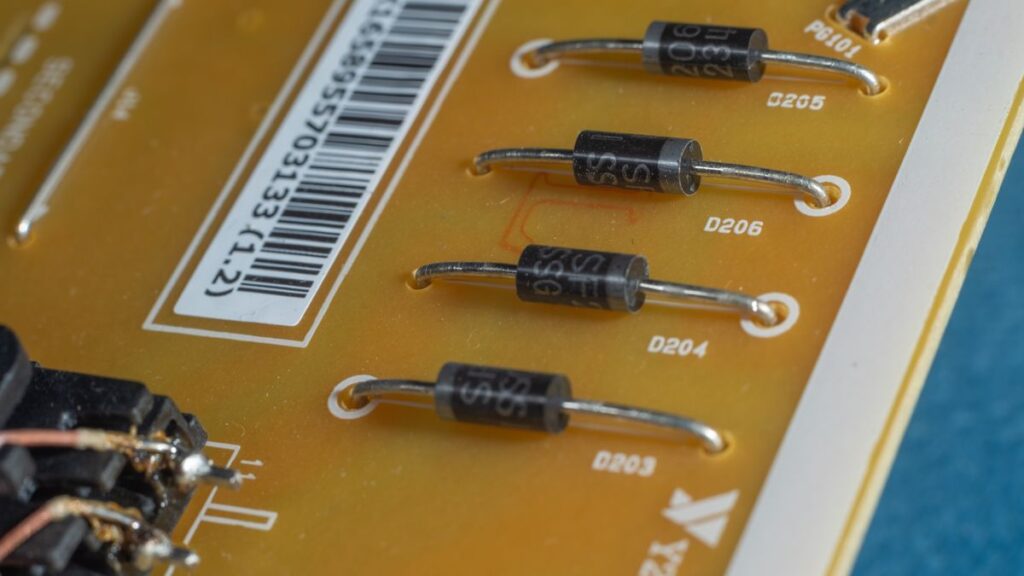 Close-up of electronic components on a circuit board