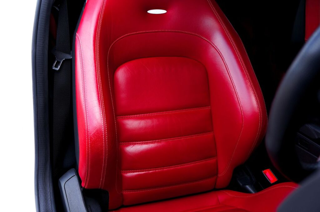 Red leather car seat