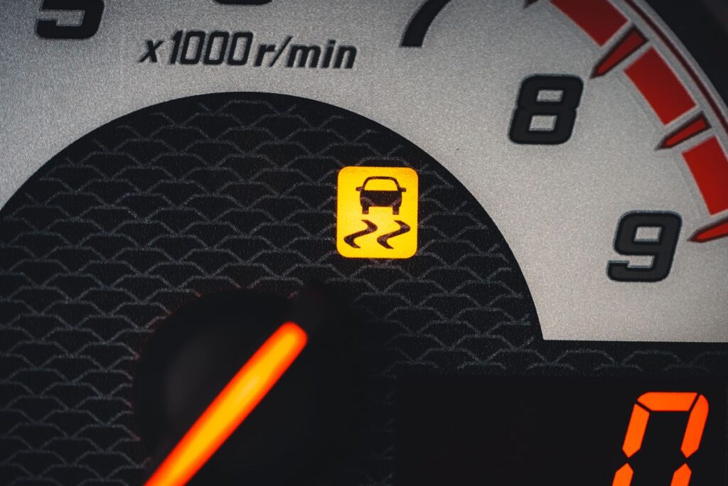 Dashboard warning light lit on the instrument cluster