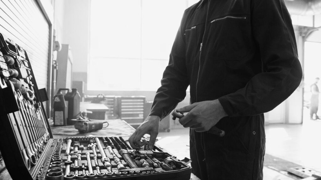Mechanic at a tool chest